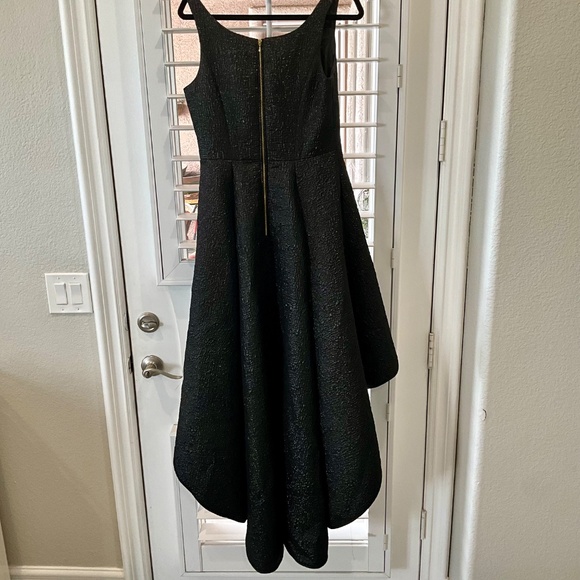 Nicole Miller High Low Prom Wedding Guest Gown Dress Textured Pockets Black 8 - Picture 5 of 8